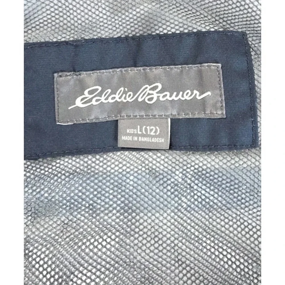 Eddie Bauer Rain Jacket Windbreaker Boys L 12 Blue Hooded Coastal Weatheredge